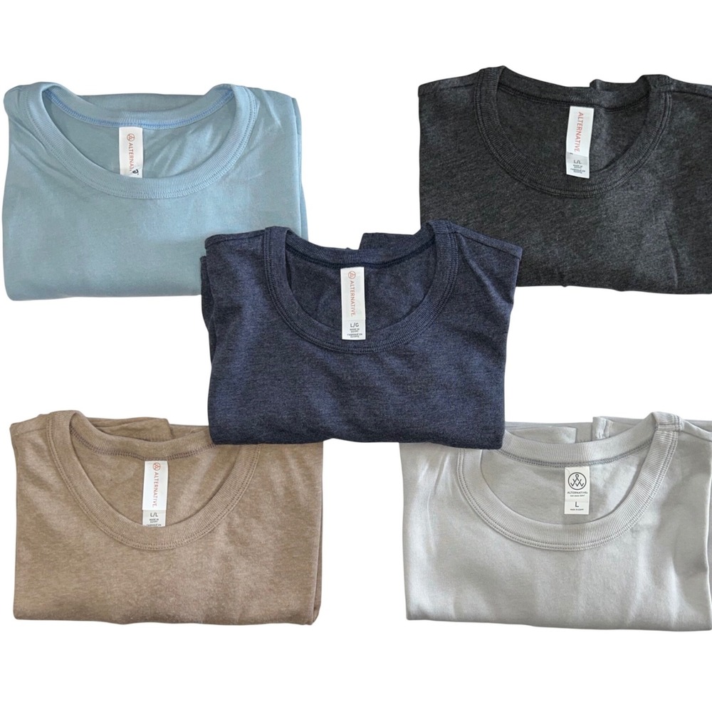 Alternative Earthleisure Mens 5 Pack T-Shirts Crew Neck Large Super Soft
